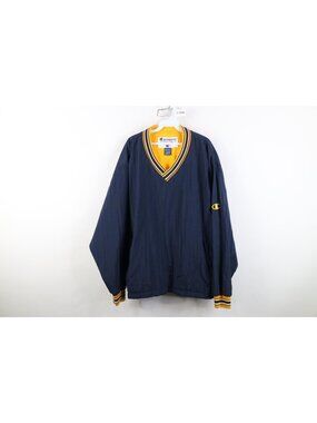 Vintage 90s Champion Mens Large Baggy Fit Lined Pullover Windbreaker Jacket Blue